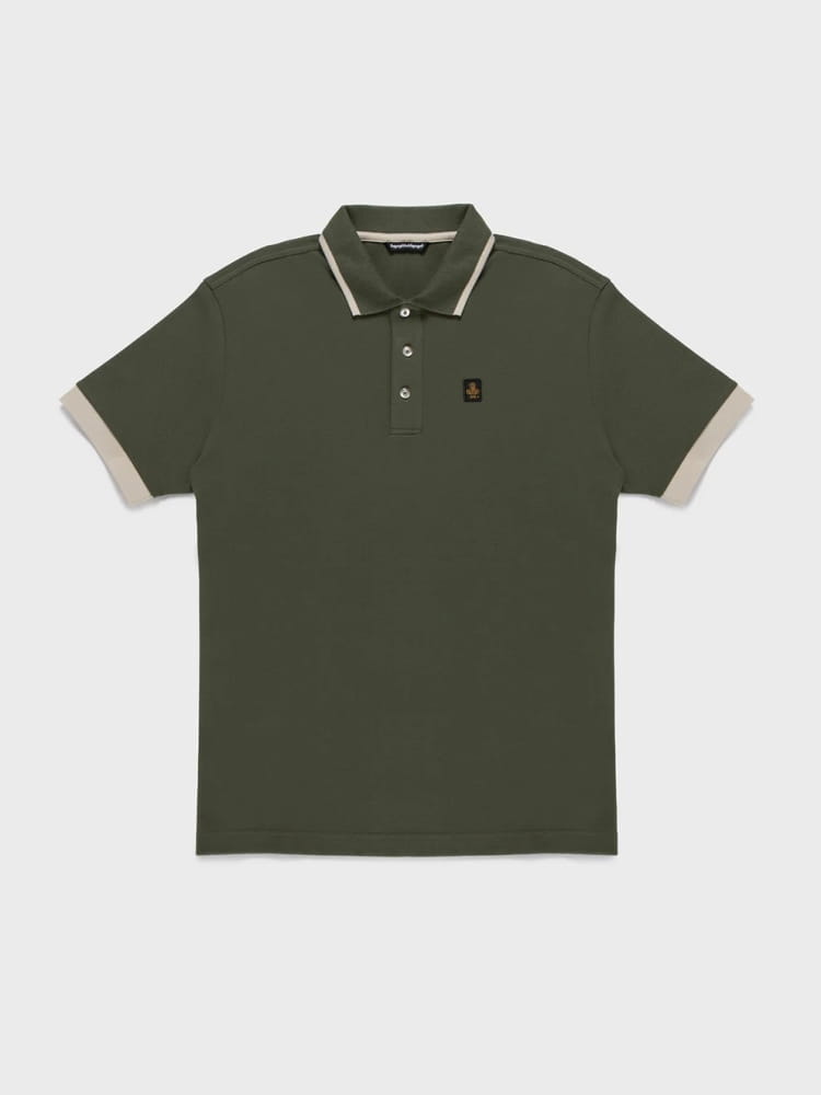 Refrigiwear polo verde scuro uomo mini logo