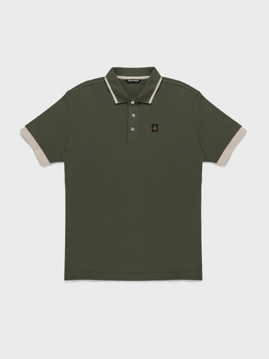 Refrigiwear polo verde scuro uomo mini logo