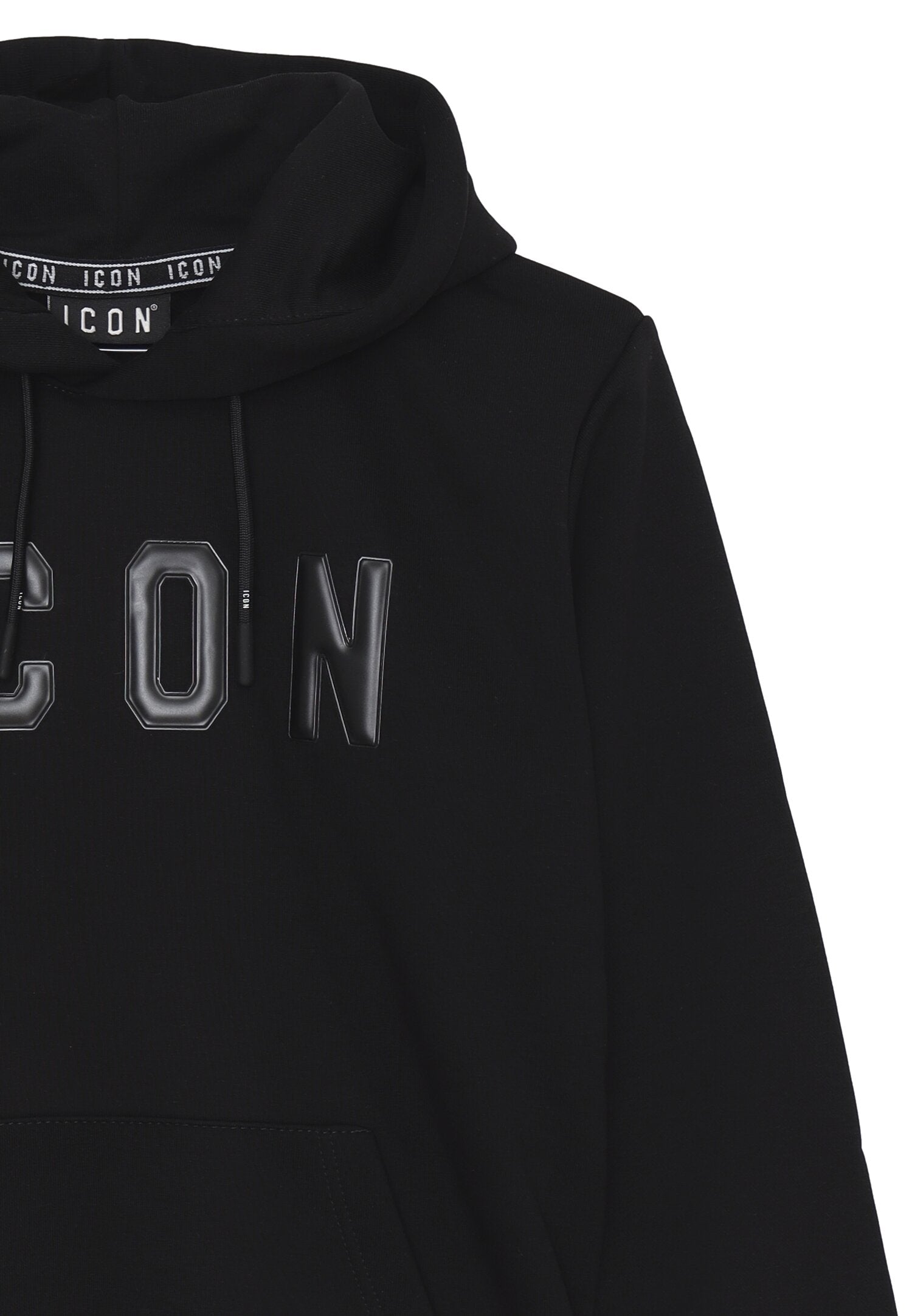 Icon Felpa Nero Bambino In Cotone Con Cappuccio Passeggio AI25