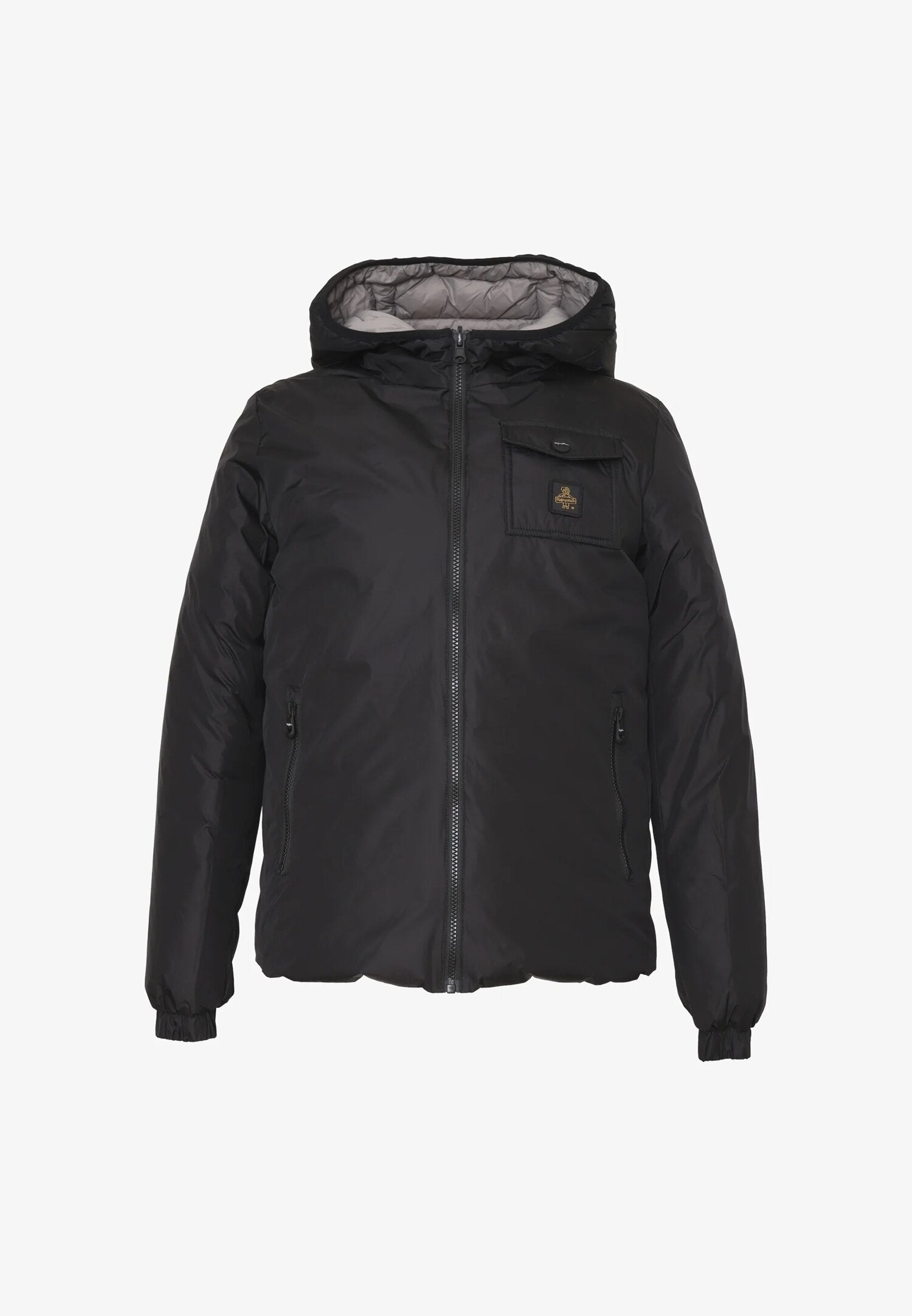 Refrigiwear Giubbotto Nero Bambino In Nylon Con Cappuccio Reversibile AI25