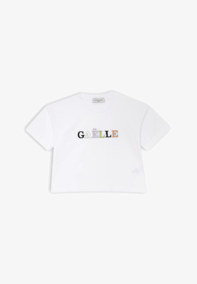 Maglia bianca Gaelle ragazza stampa multicolore cotone estivo regular fit - BIANCO | CammarataMode