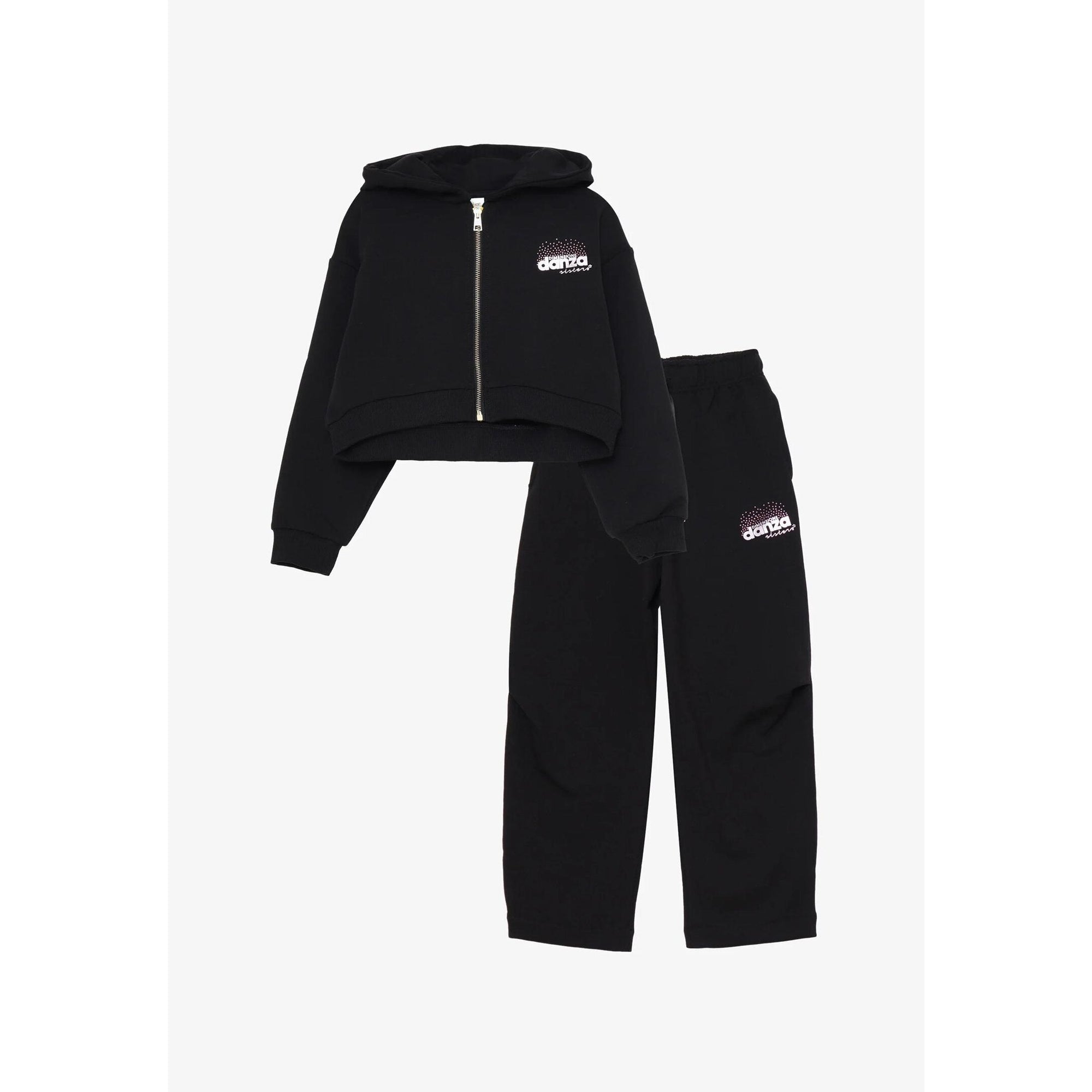 Dimensione Danza Tuta Nera Bambina Zip In Cotone Con Cappuccio Sportivo AI25