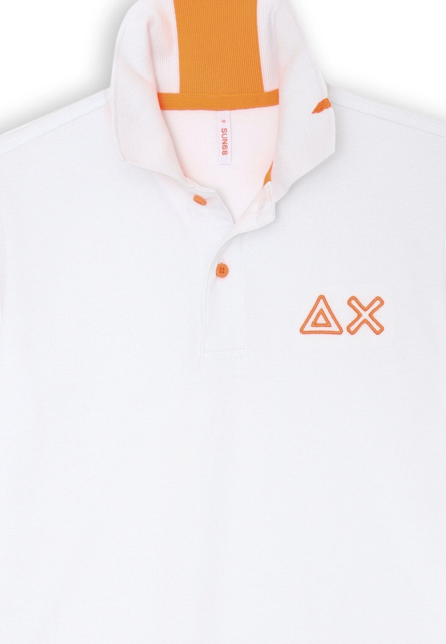 Polo bianca Sun68 bambino in cotone con dettagli arancioni e ricamo logo | CammarataMode