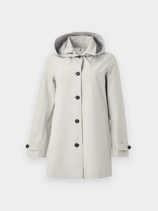 Save The Duck giubbotto crema donna lungo mini logo