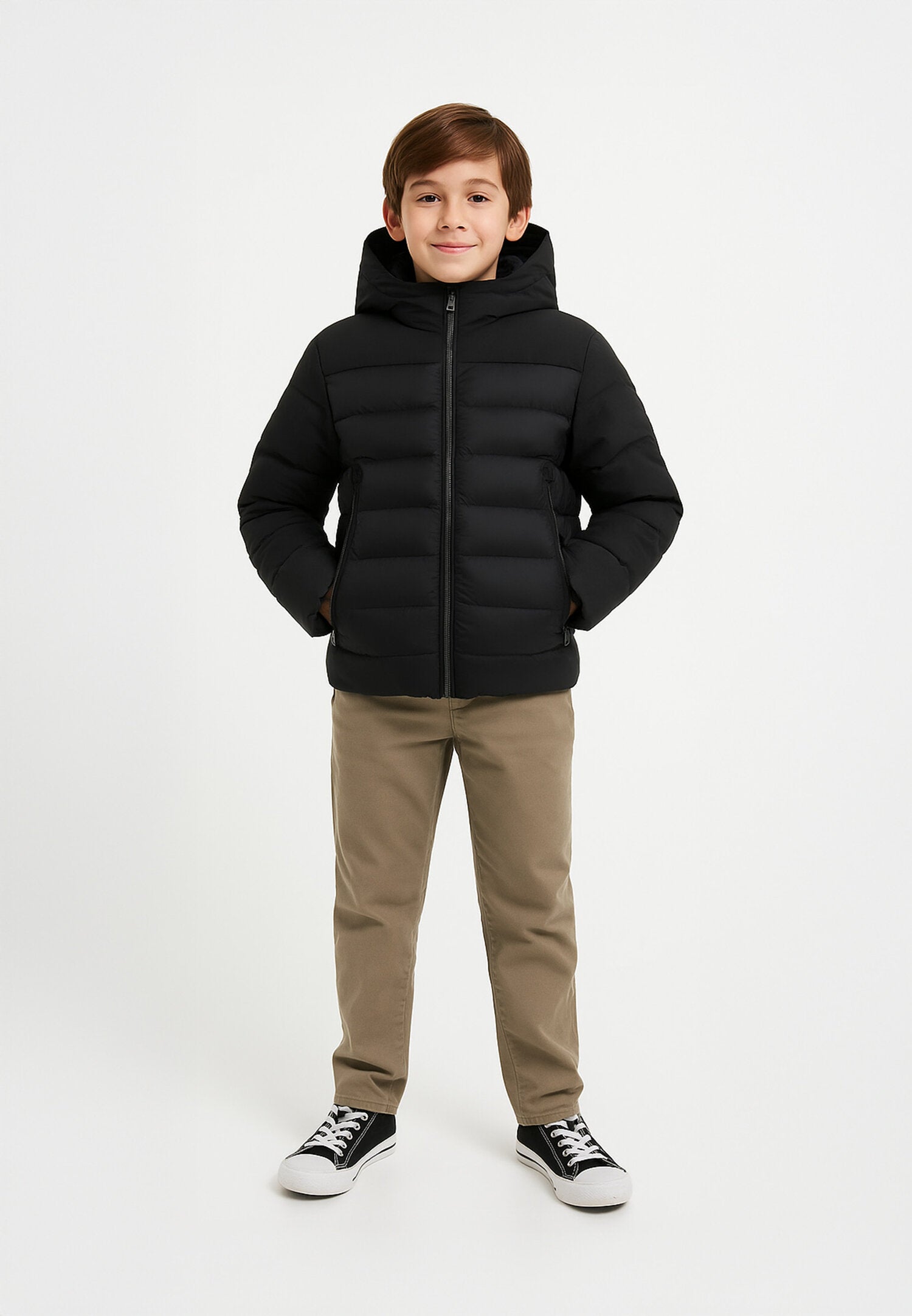 Canadiens Giubbotto Nero Bambino In Nylon Con Cappuccio Tipo Invernale AI25