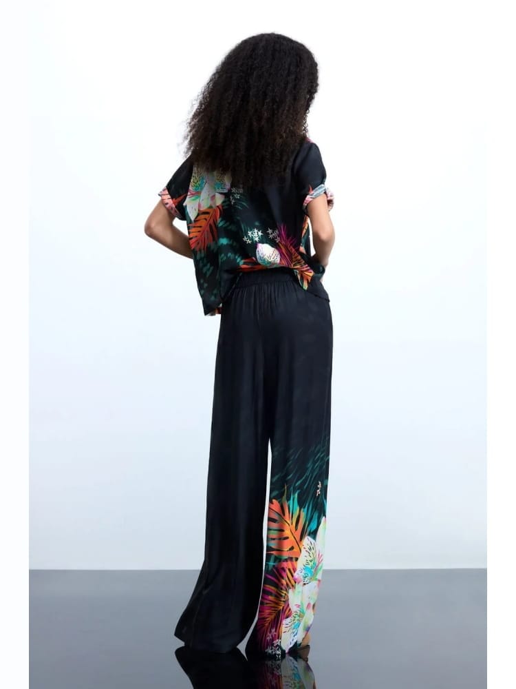 Desigual pantalone daikiri nero a fantasia
