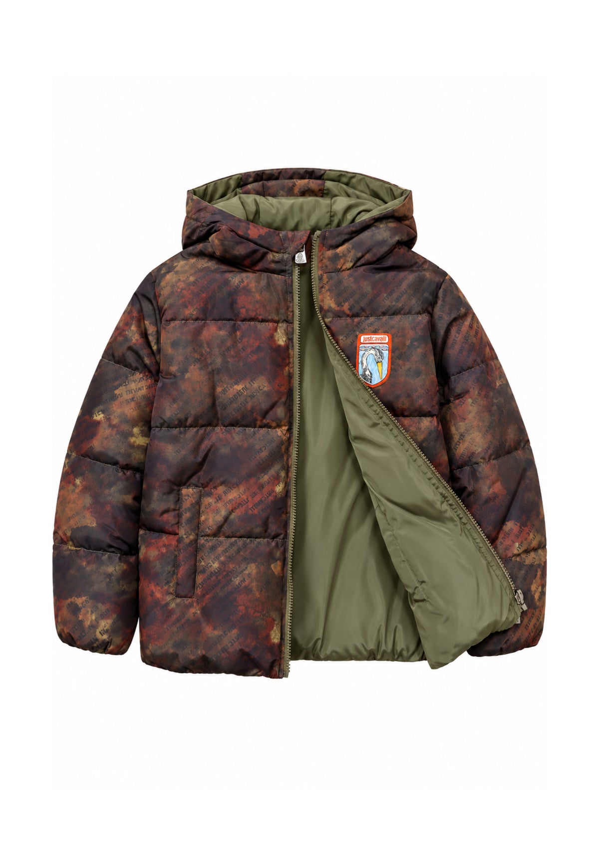 JUST CAVALLI giubbotto fantasia REVERSIBILE CON CAPPUCCIO Bambini e ragazzi jba26019pi.fan_