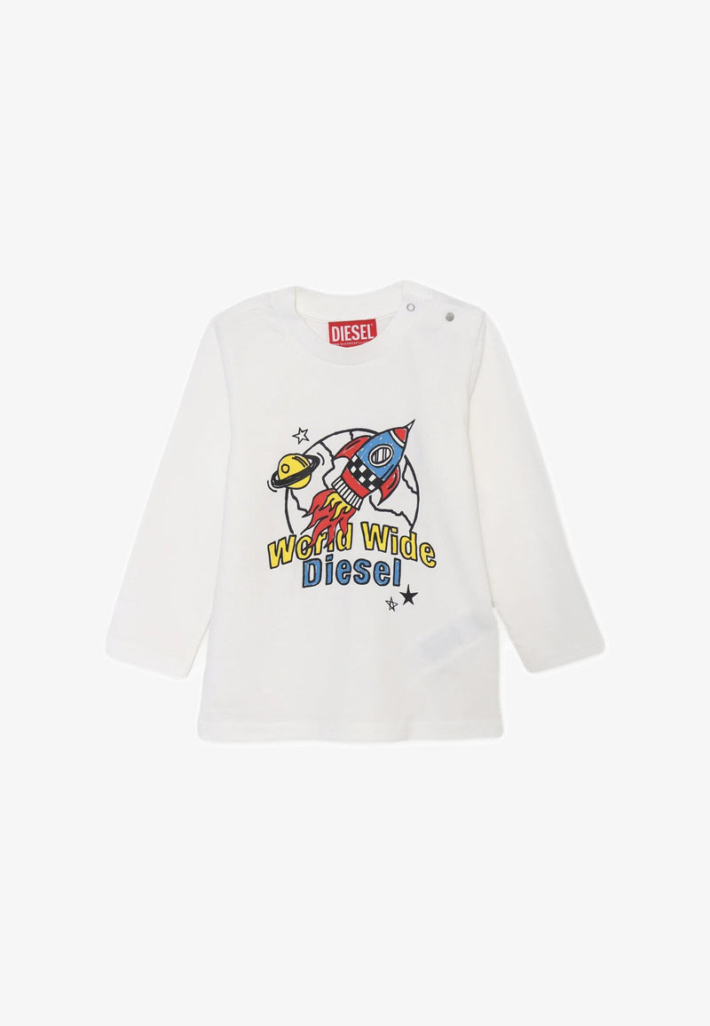 Diesel White Long Sleeve T-Shirt Baby 3-36 Months - WHITE | CammarataMode