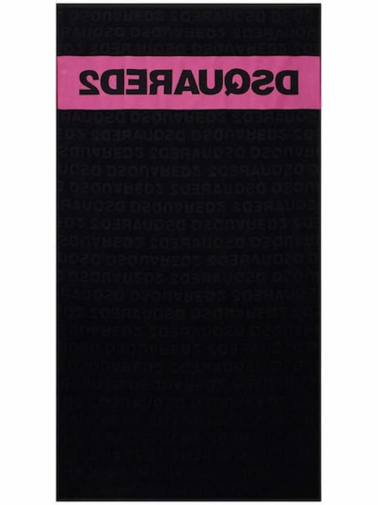 Dsquared2 telo mare nero rosa donna maxi logo