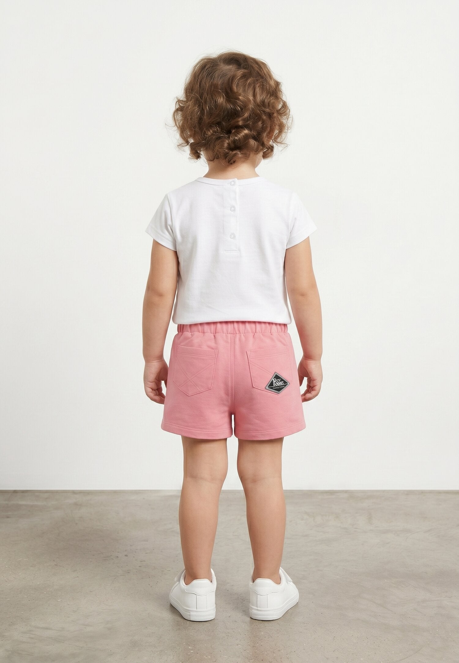Roy Roger's Completo Con Maglia Bianca e Pantaloncini Rosa Neonata RG200_