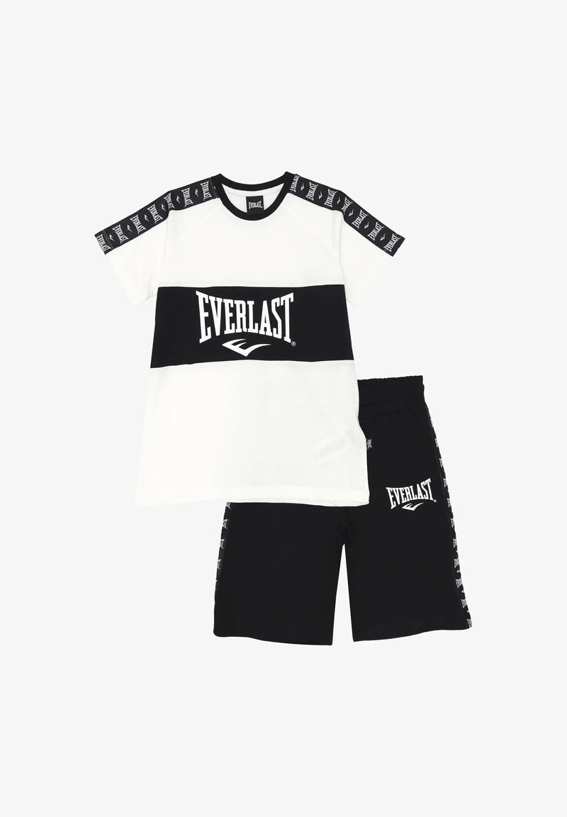 Everlast Completo t-shirt e bermuda Bambino off white nero 8-16 anni bande logo - BIANCO | CammarataMode