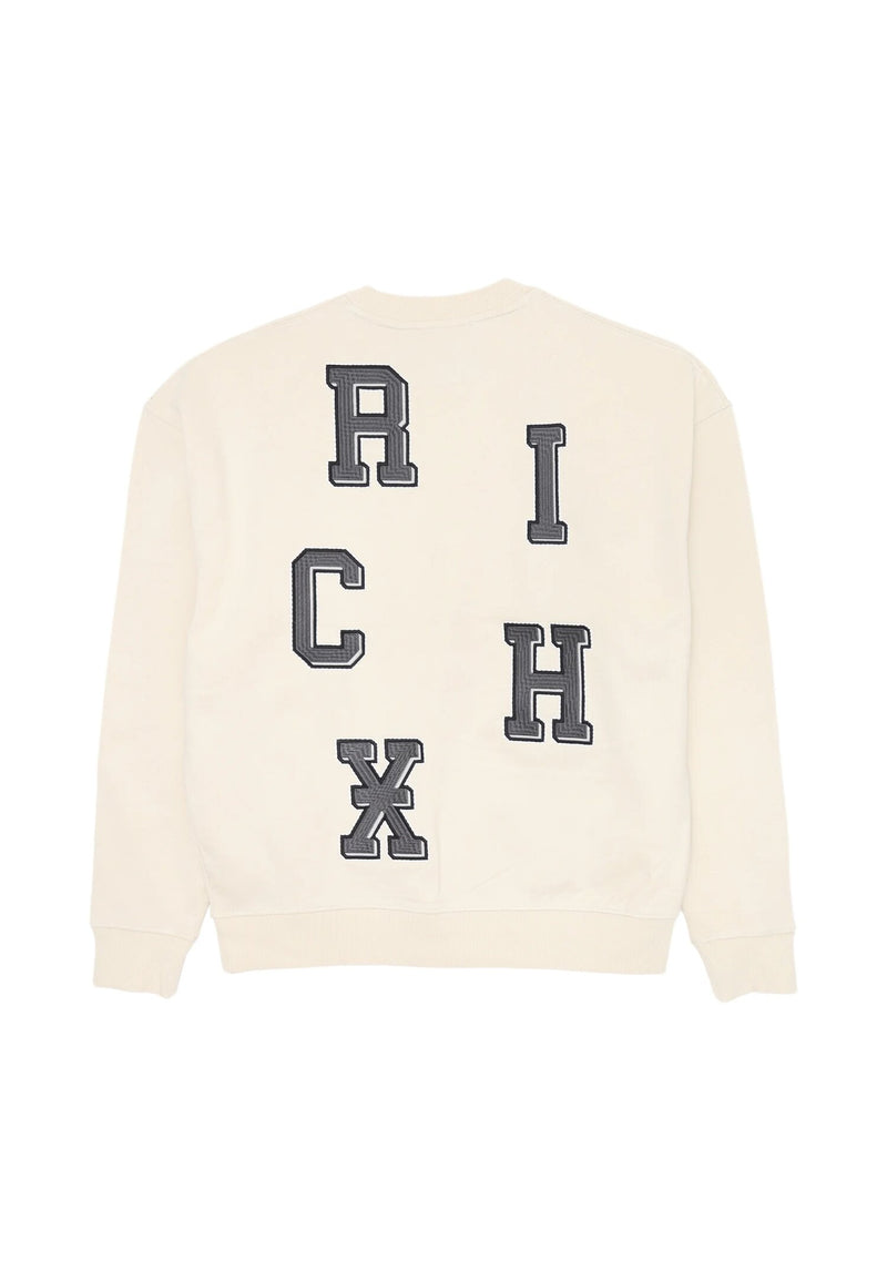 John Richmond Felpa Uomo Off White in Cotone Logo RCX - PANNA | CammarataMode