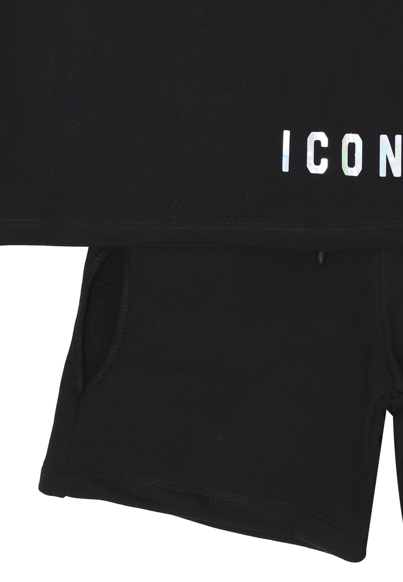 ICON complete black girl 8 16 years porthole t-shirt and iridescent logo - BLACK | CammarataMode
