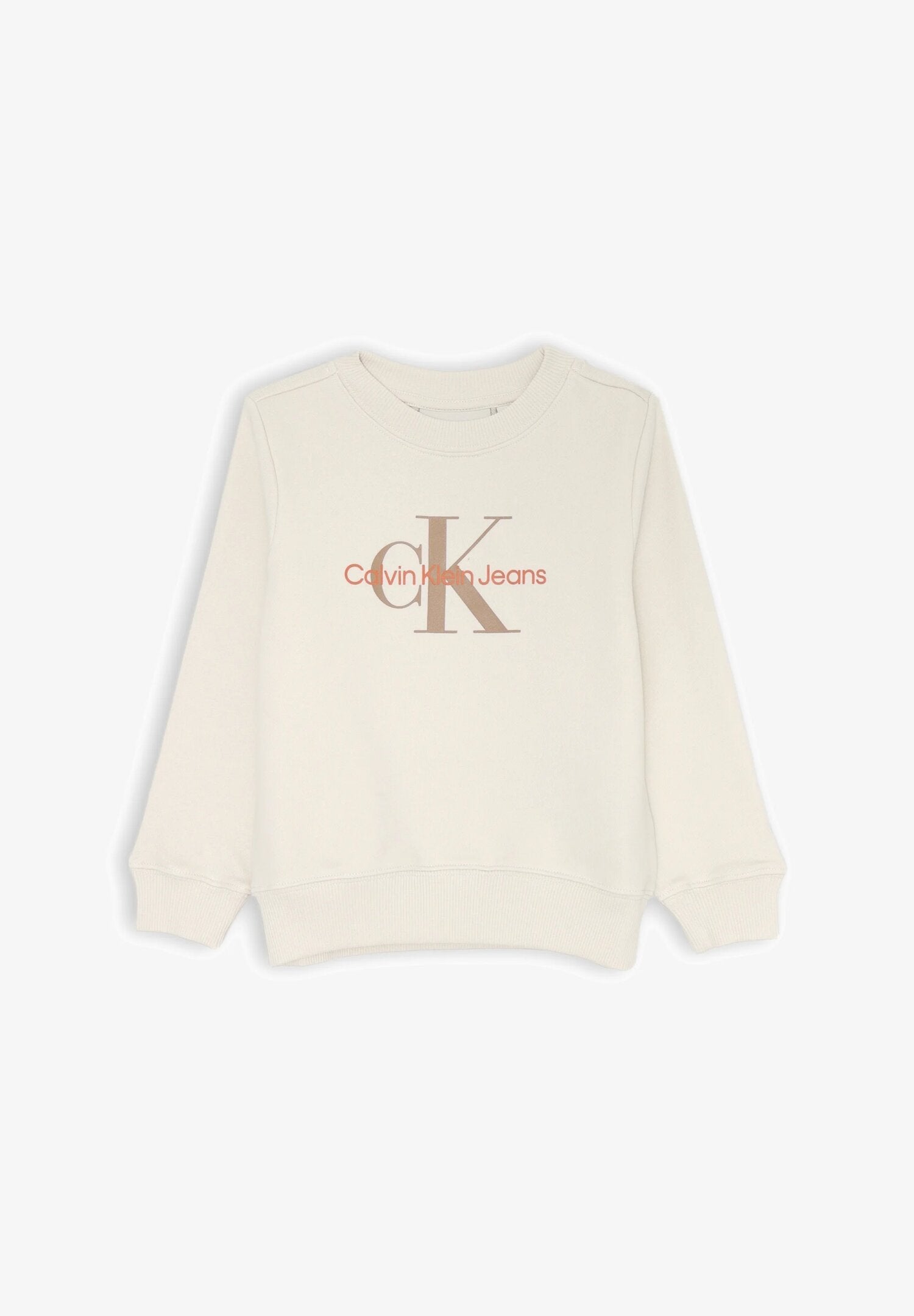 Calvin Klein felpa beige unisex bambino cotone stampa CK junior 2025 | CammarataMode