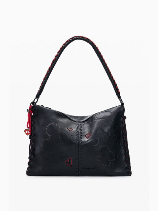 Desigual borsa leiria con tracolle intercambiabili, ricamo di topolino™ e ciondoli rimovibili.