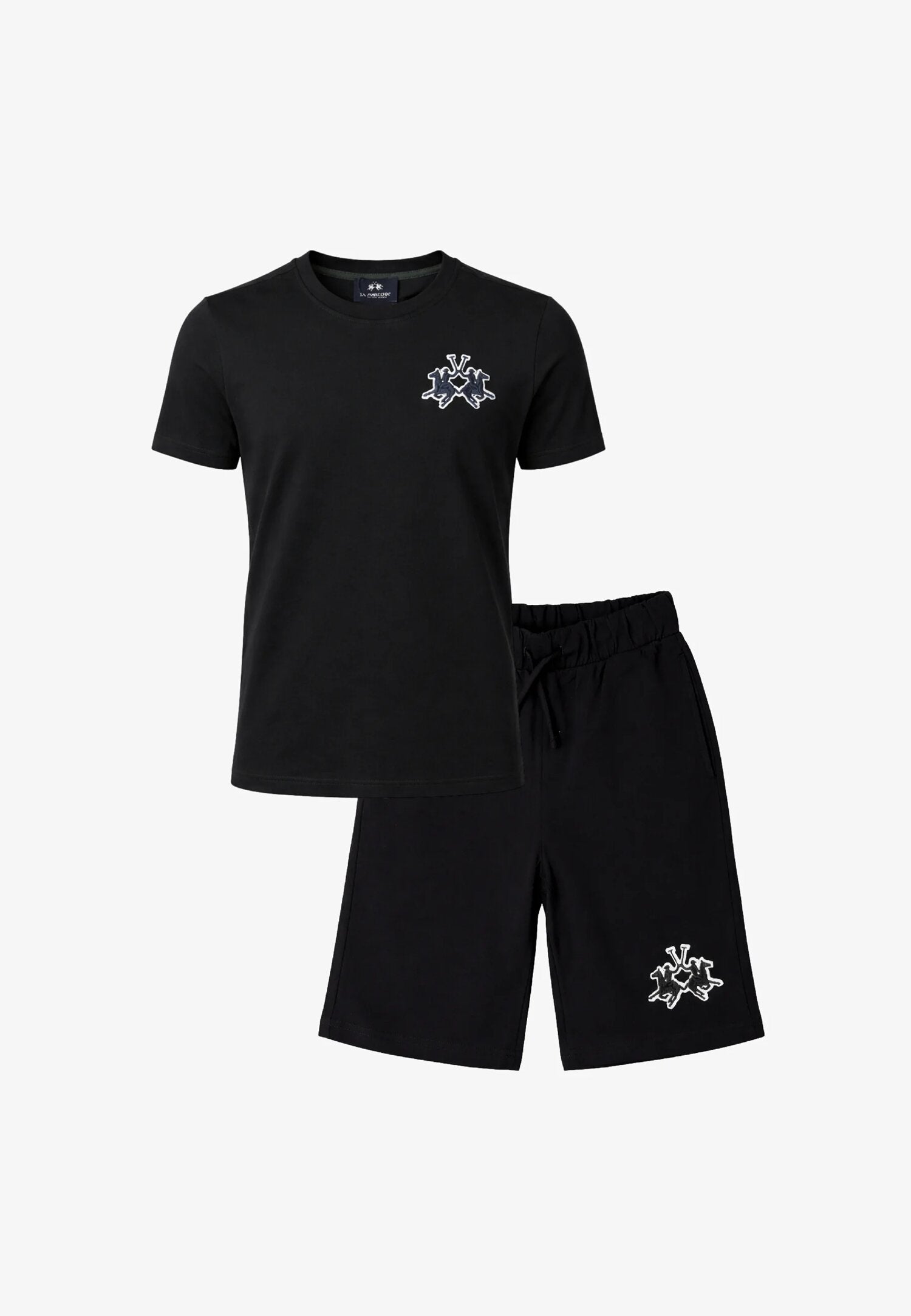 La Martina Completo Nero Con Logo Patch Bambino MAB0034_