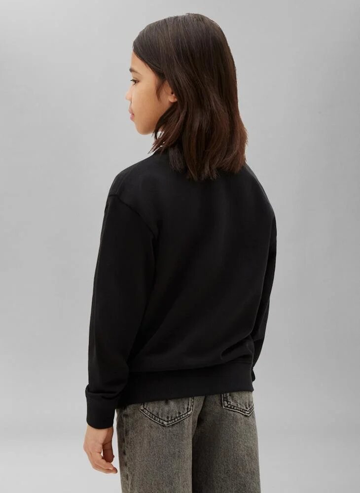 Calvin Klein Felpa Nera Con Logo Ricamato Centrale Bambino LVCKTJB43BBEH_