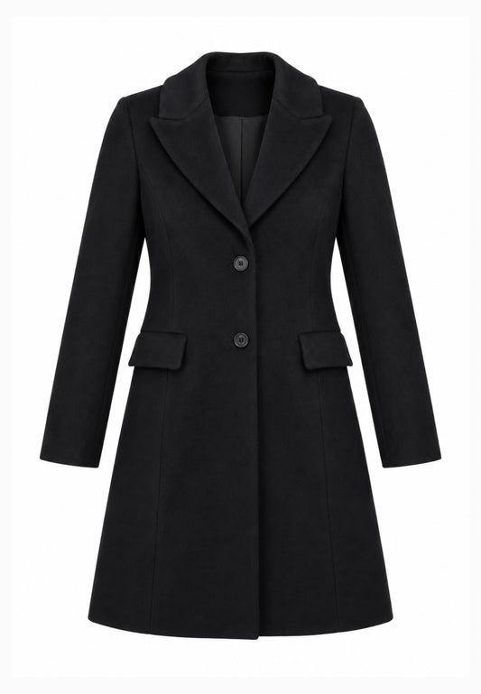 Kocca cappotto nero con colletto e linea svasata Bambine e ragazze walter.ne_