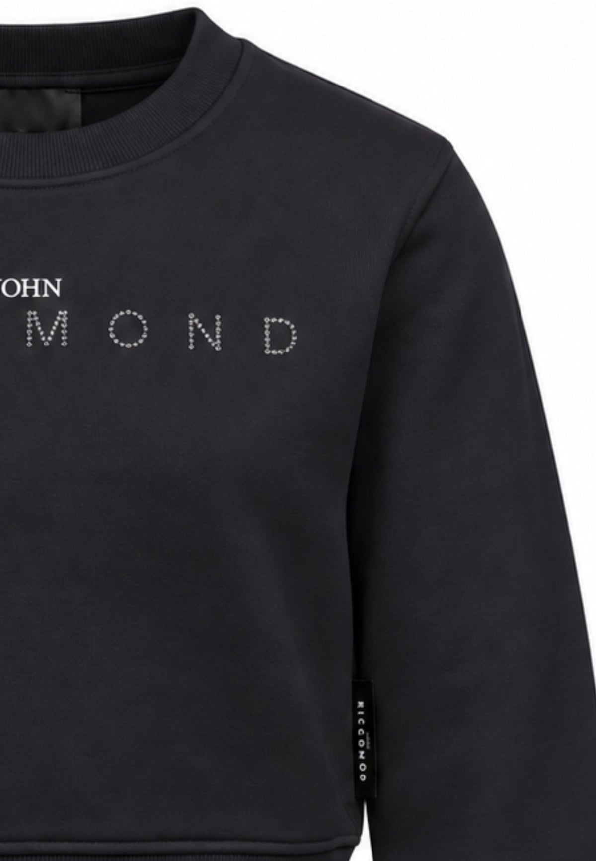John Richmond felpa nera crop con logo brillantinato Bambine e ragazze rga26085fe.ne_