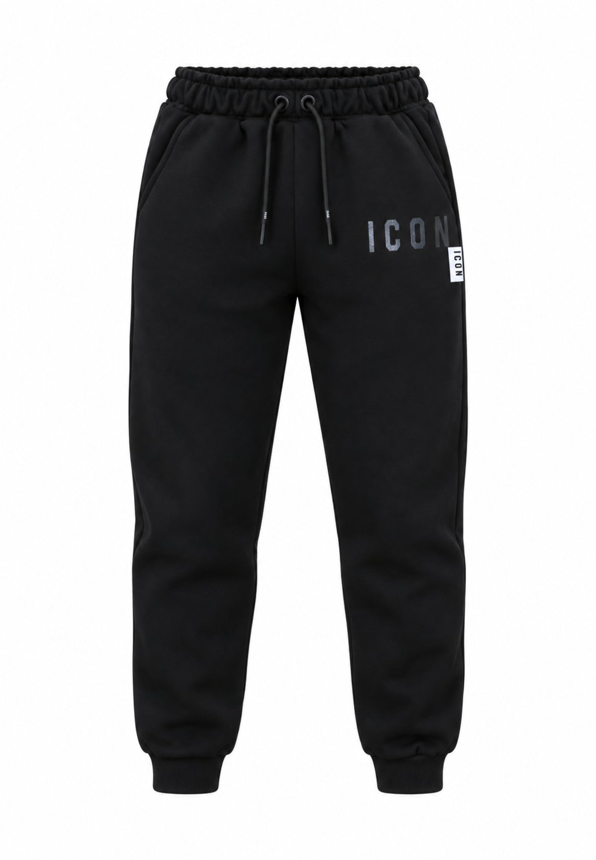 ICON PANTALONE nero FELPA con logo lucido tono su tono elastico caviglia Bambini e ragazzi ibsp001530.ne_