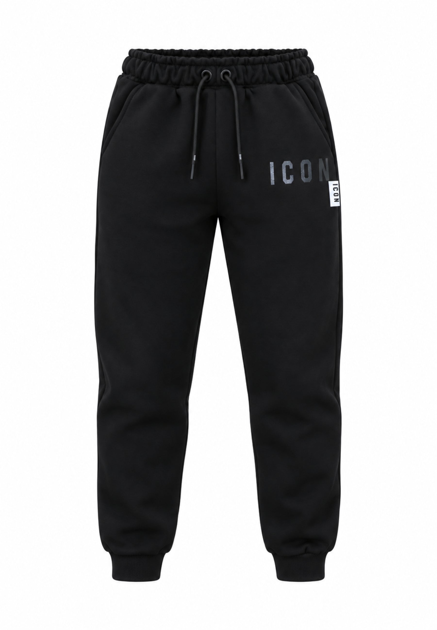 ICON PANTALONE nero FELPA con logo lucido tono su tono elastico caviglia Bambini e ragazzi ibsp001530.ne_