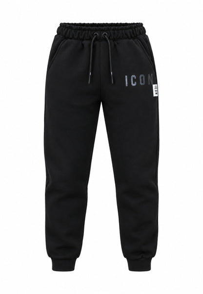 ICON PANTALONE nero FELPA con logo lucido tono su tono elastico caviglia Bambini e ragazzi ibsp001530.ne_