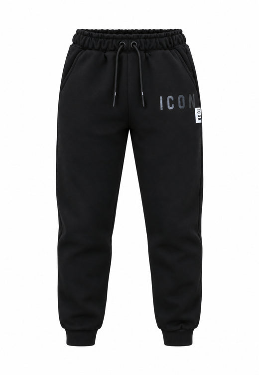 ICON PANTALONE nero FELPA con logo lucido tono su tono elastico caviglia Bambini e ragazzi ibsp001530.ne_