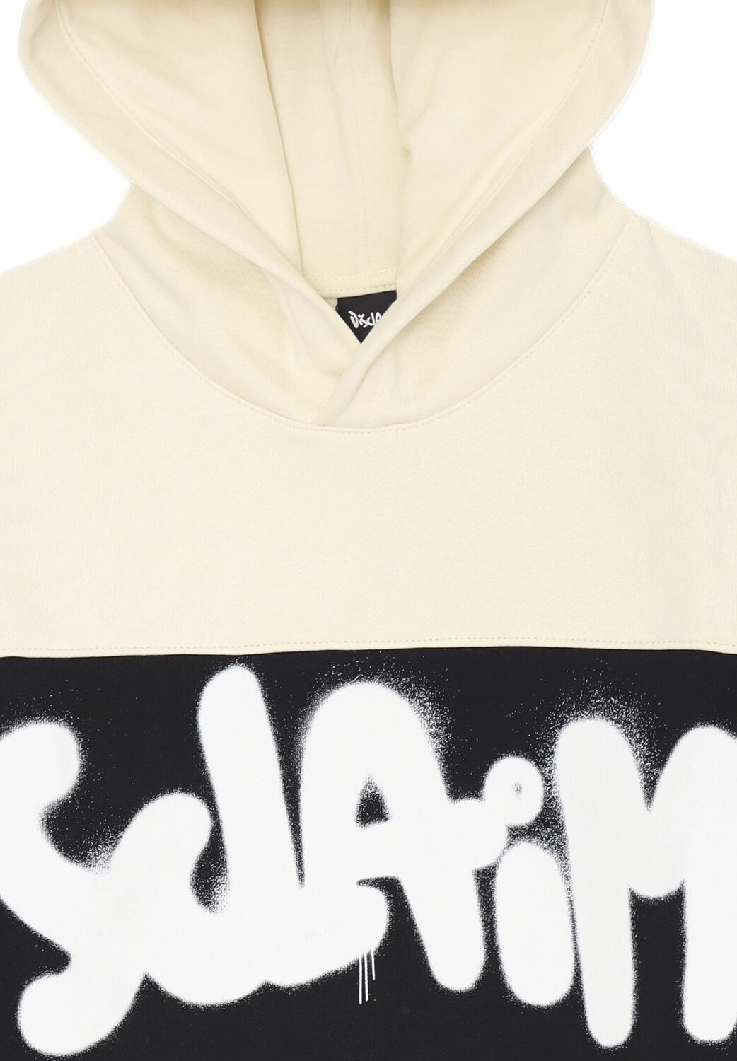 Disclaimer felpa con cappuccio bambino panna banda nera cotone inverno logo