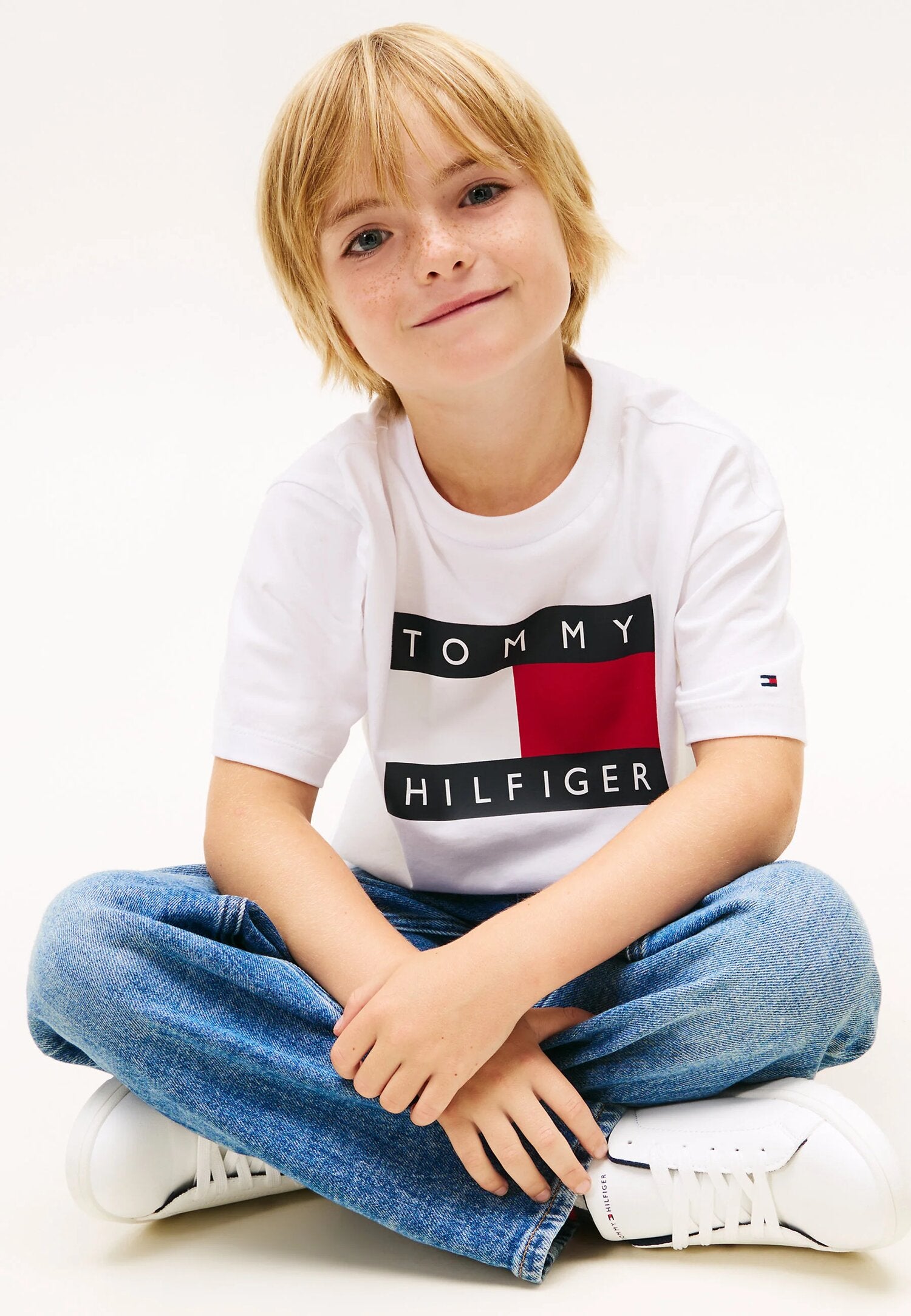 Tommy Hilfiger Tshirt Bianco Bambino Maniche Corte Quotidiano In Cotone KB0KB