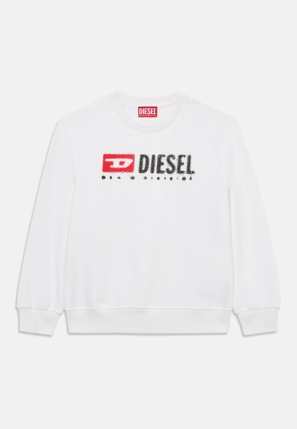 Diesel felpa bambino ragazzo bianca girocollo cotone logo rosso