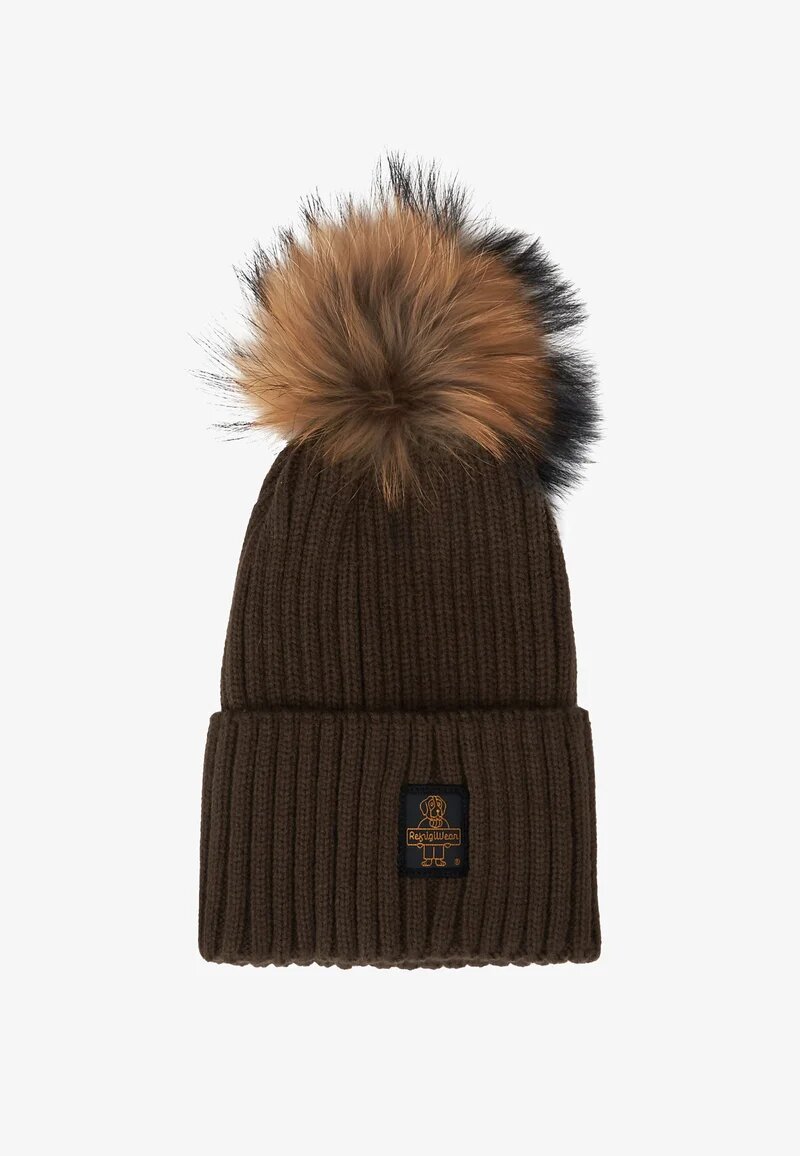 Refrigiwear Cappello Marrone Donna Ponpon In Lana Cuffia Elegante AI25