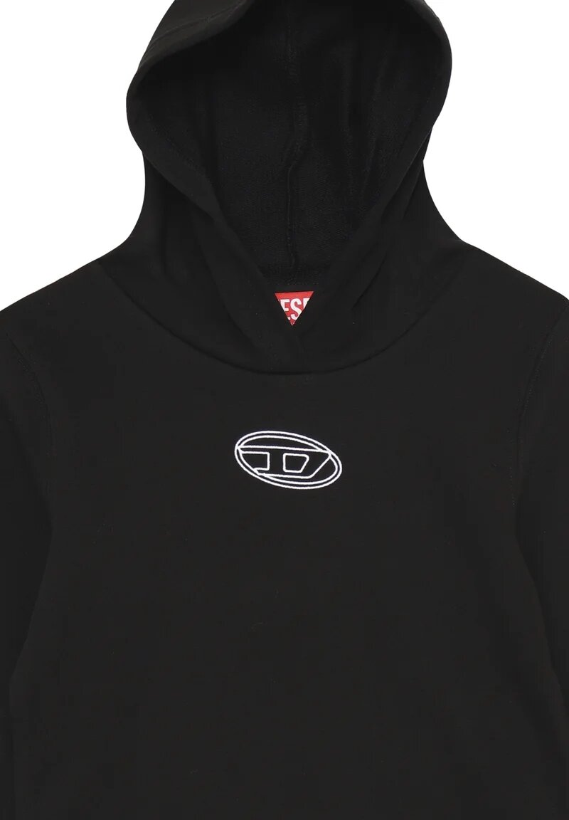 Diesel Felpa Corta Bambina Nero In Cotone Con Cappuccio | da Passeggio AI 25 | CammarataMode