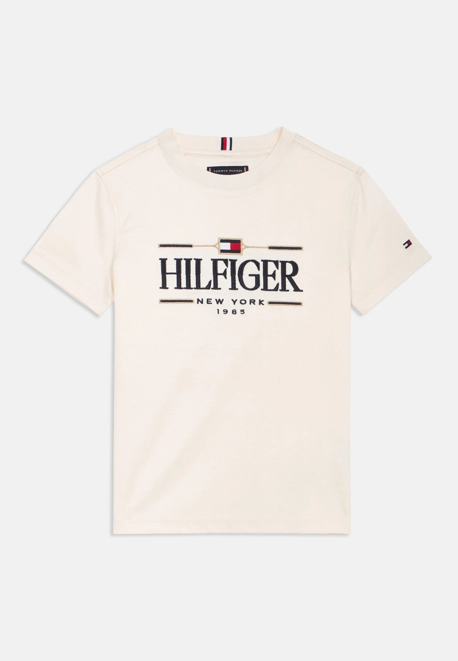 Tommy Hilfiger Tshirt Panna Bambino Girocollo Sportivo In Cotone KB0KB10360YB