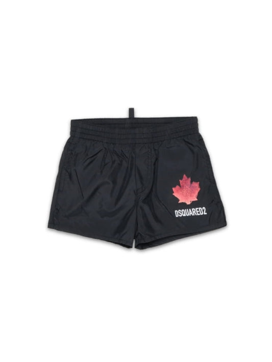 Dsquared costume da bagno infant nero con logo foglia Bambino