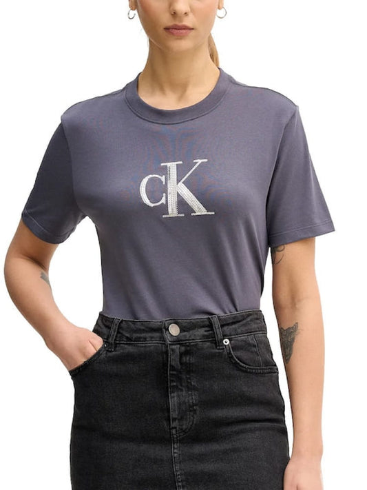 Calvin Klein tshirt grigia donna maxi logo