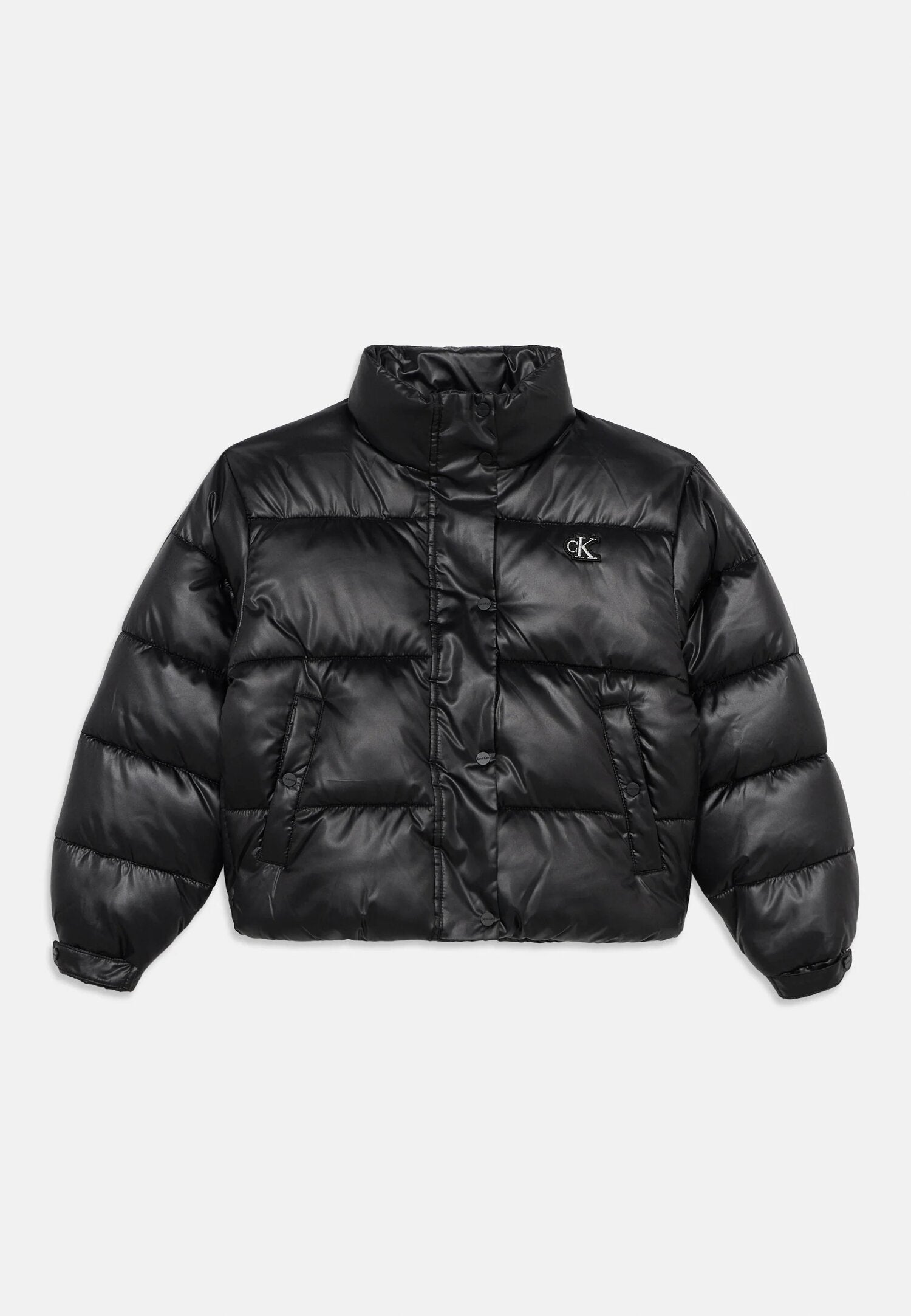 Calvin Klein Giubotto Nero Lucido Con Logo Bambina LVCKTJM01GBEH_