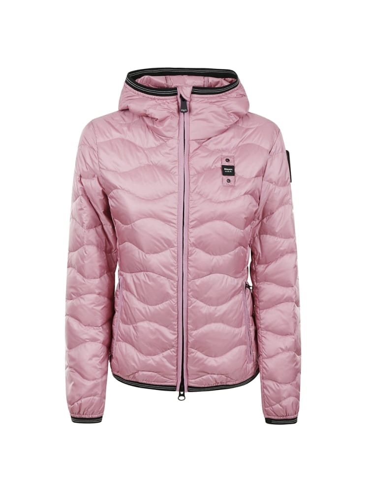 Blauer giubbotto camelia trama ad onde in nylon rosa