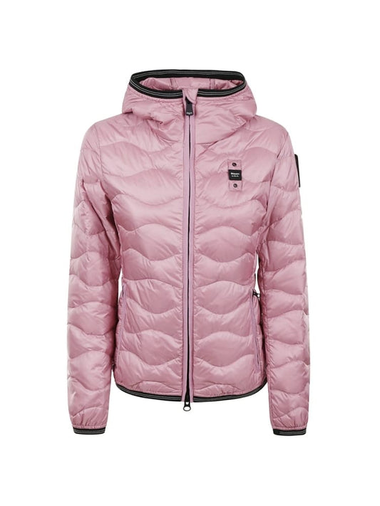 Blauer giubbotto camelia trama ad onde in nylon rosa