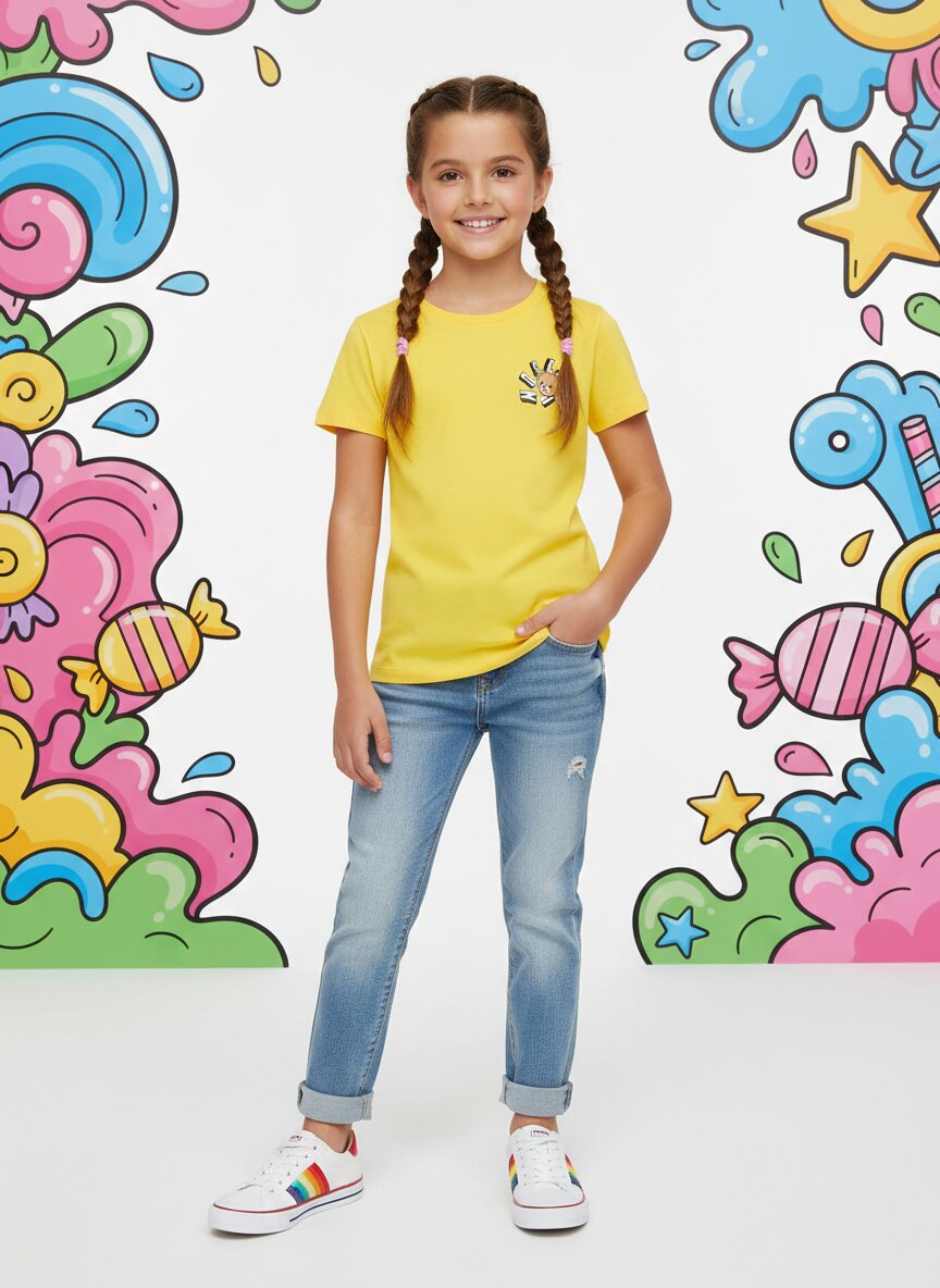 Moschino Tshirt Giallo Bambina Girocollo Estivo In Cotone 15524256285055_