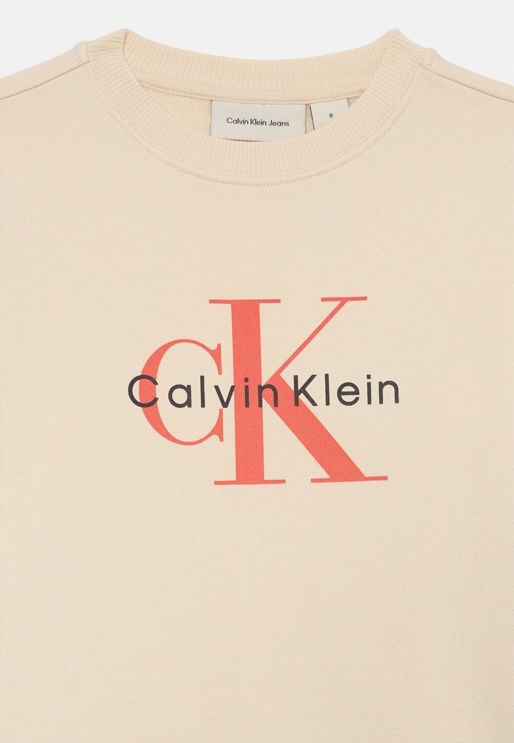 Calvin Klein Jeans bambino felpa panna con logo monogram rosso | CammarataMode