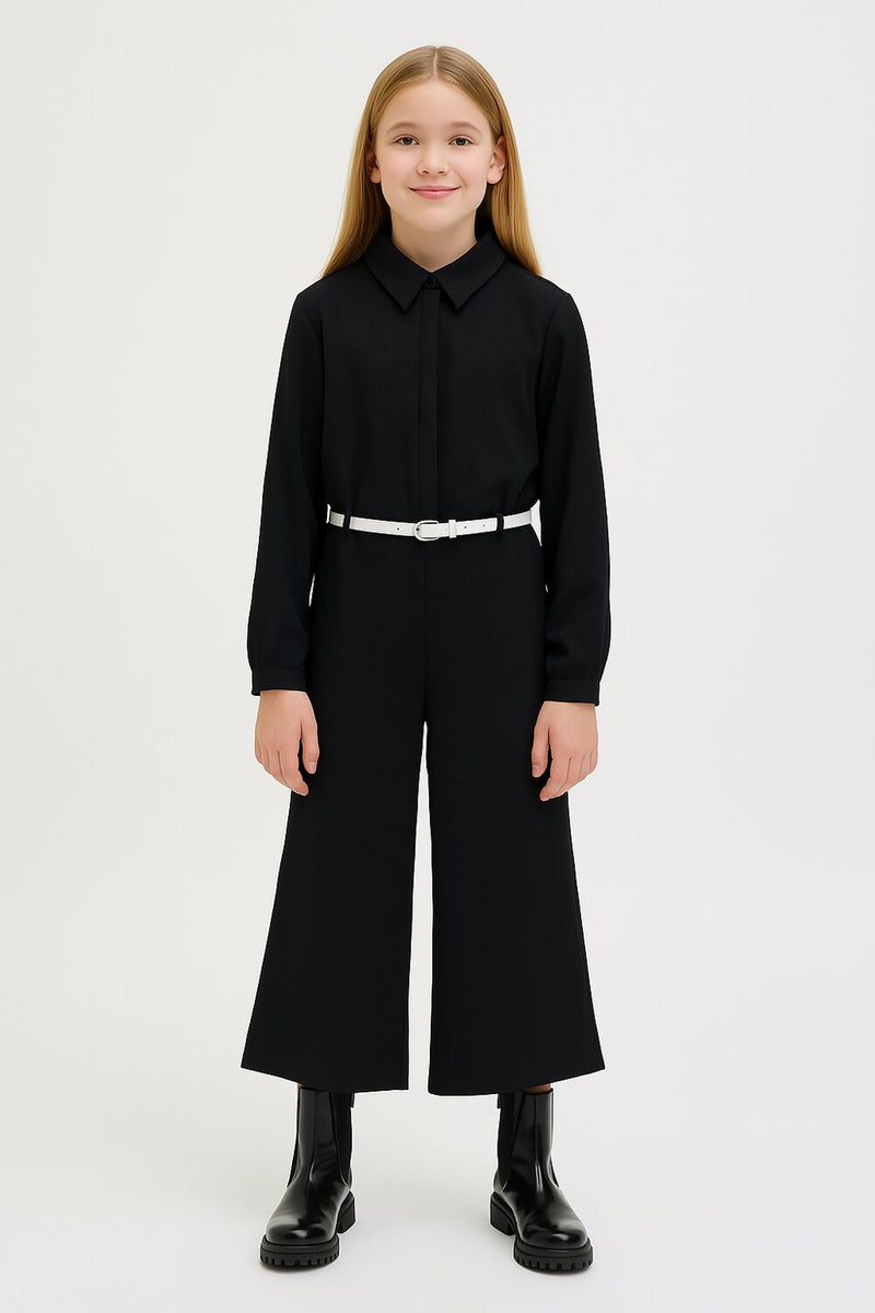 Kocca tuta jumpsuit nera bambina e ragazza con cintura elegante - NERO | CammarataMode