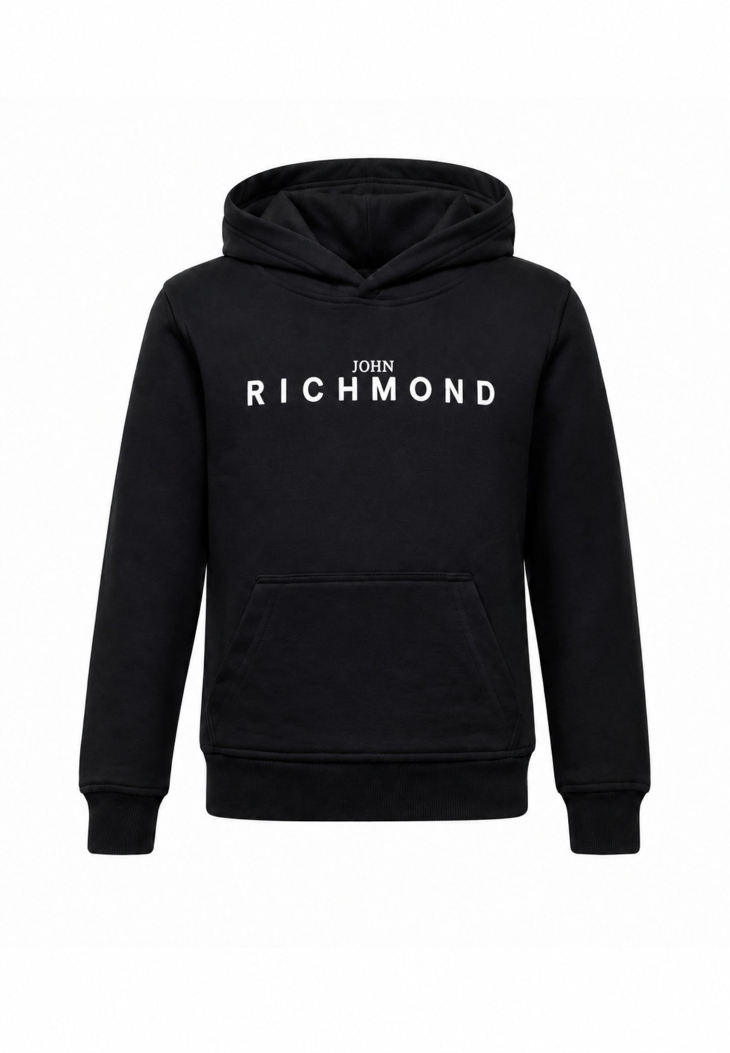 John Richmond Tuta NERA con cappuccio E LOGO GOMMATO BIANCO Bambini e ragazzi rba26007cf.ne_