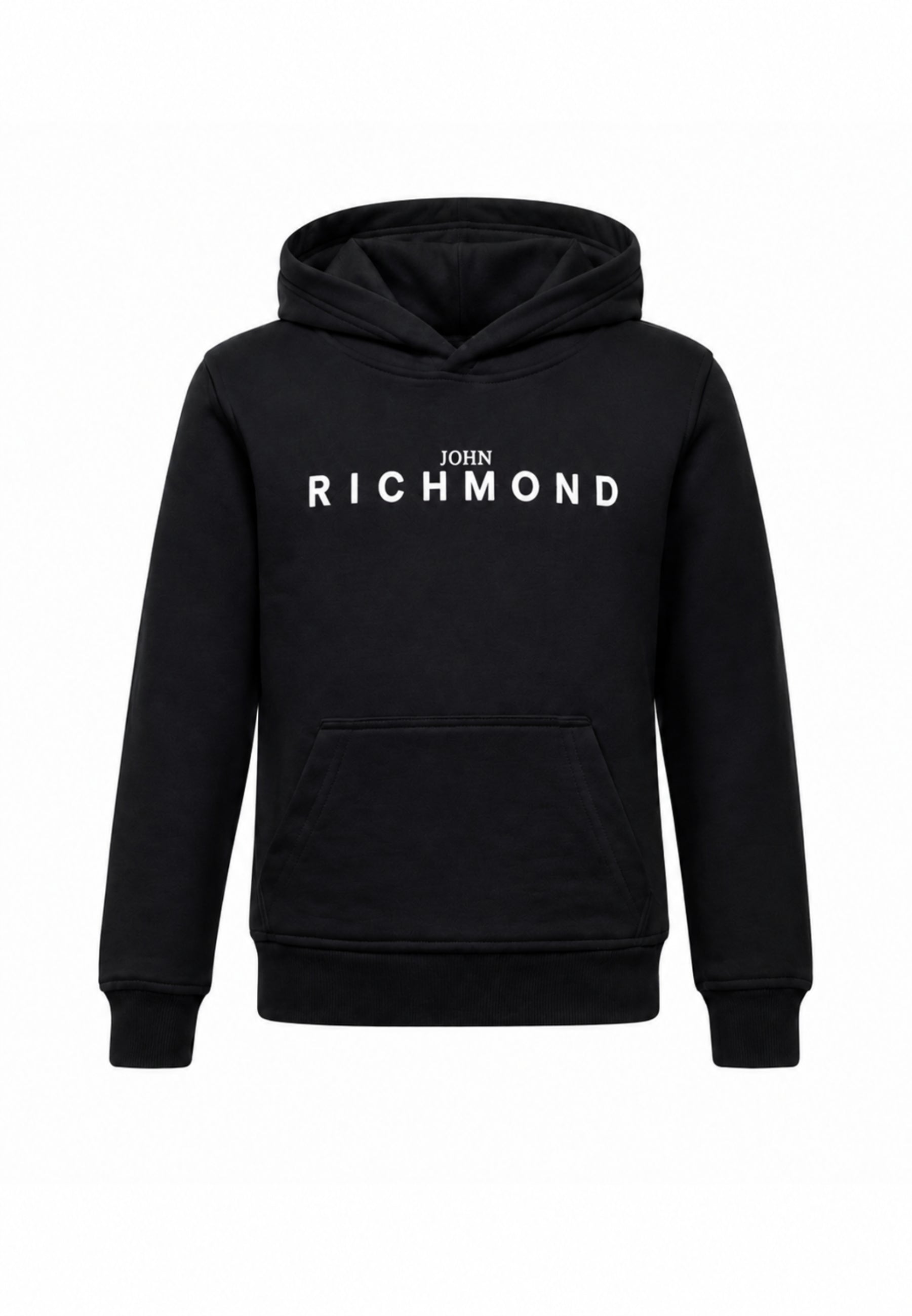 John Richmond Tuta NERA con cappuccio E LOGO GOMMATO BIANCO Bambini e ragazzi rba26007cf.ne_