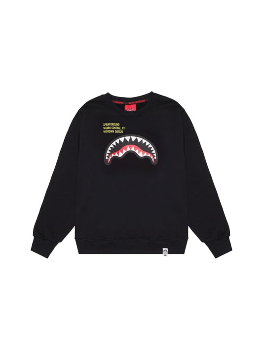 Sprayground felpa kids/junior in cotone nero con stampa bocca di squalo