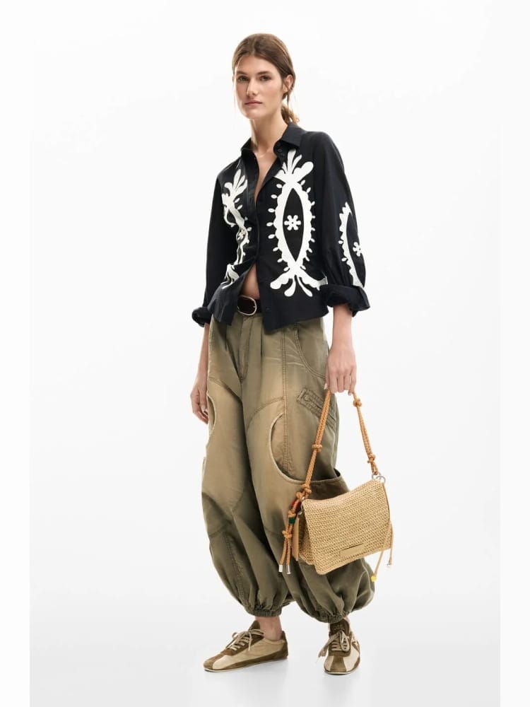 Desigual borsa in raffia venecia beige chiaro