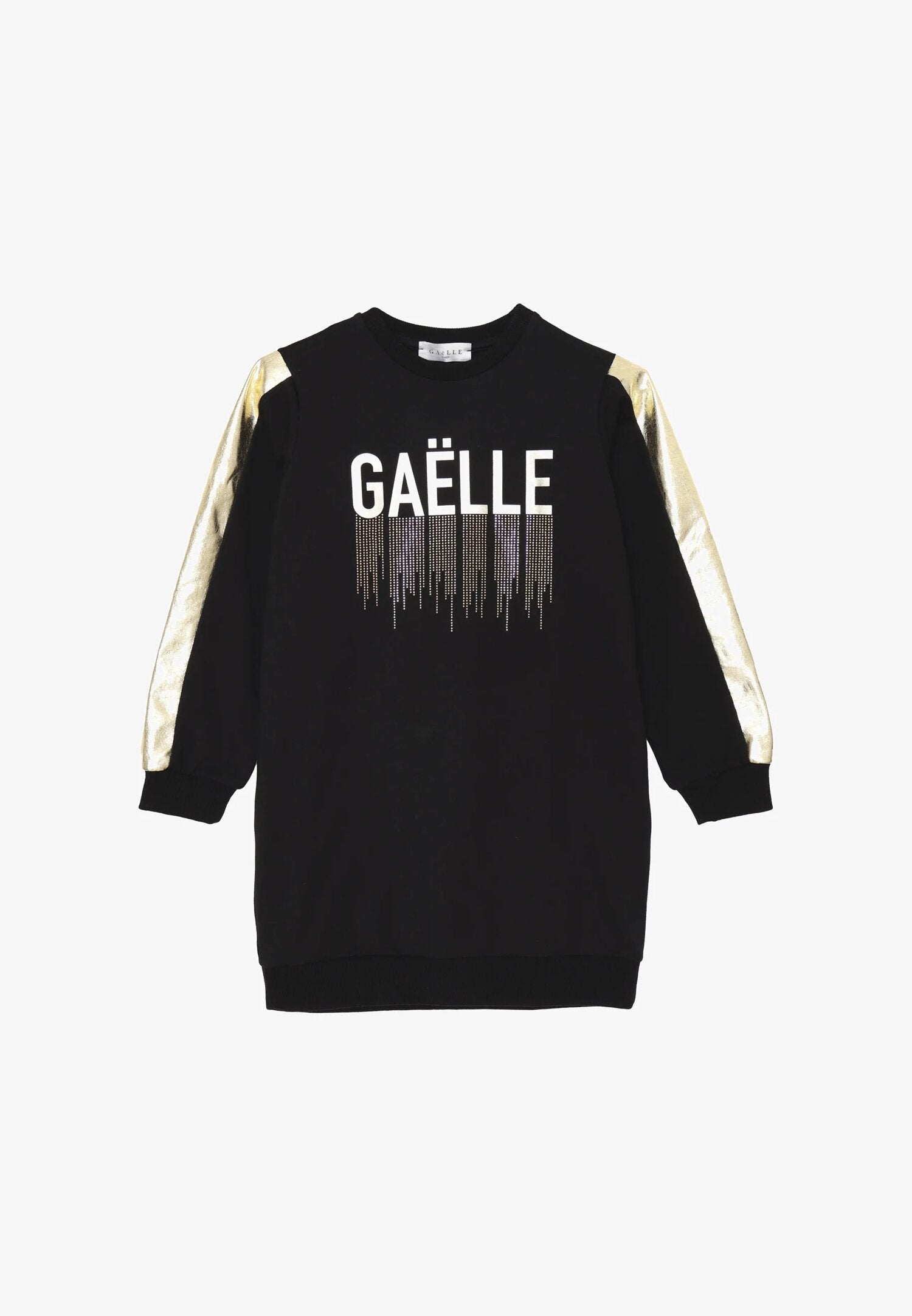 Gaelle Paris Vestito Nero Bambina In Cotone Girocollo Sportivo AI25