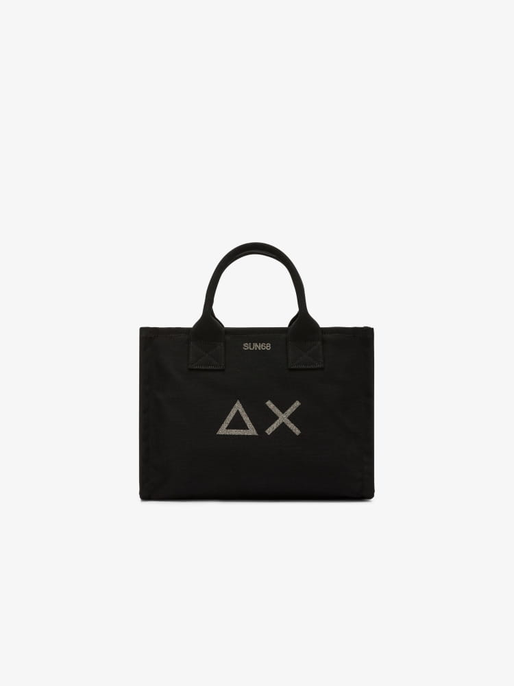 Sun68 borsa nera donna logo con glitter