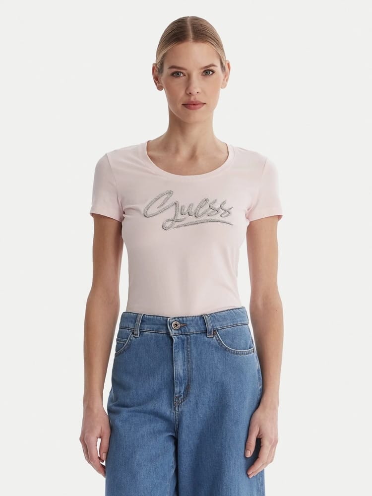 Guess tshirt rosa donna con logo