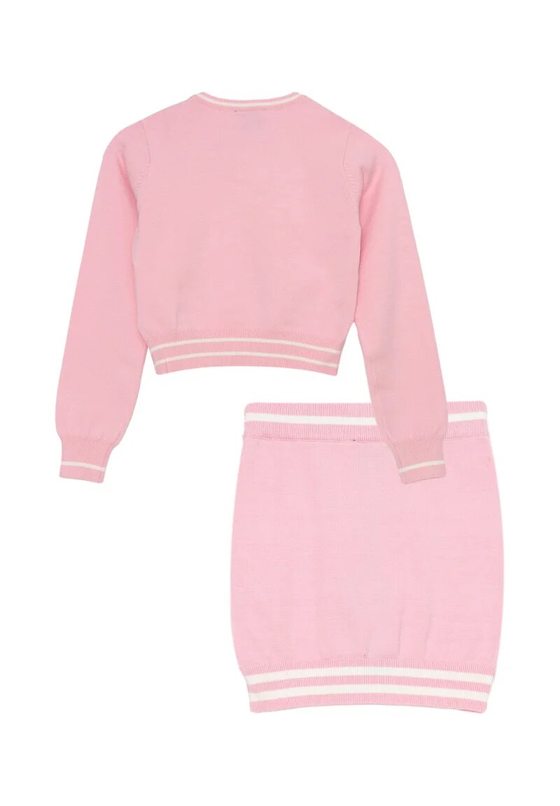 Marc Ellis Completo Rosa Bambina Con Gonna In Maglia Girocollo Elegante AI25