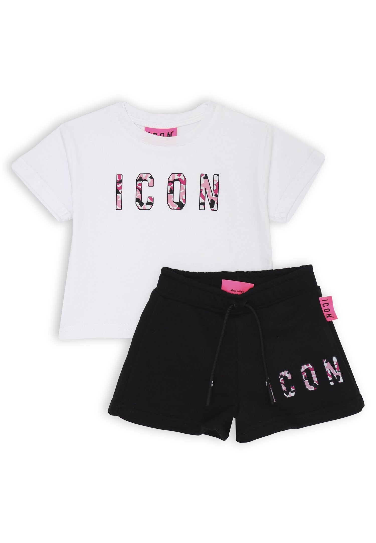 ICON completo bambina bianco nero 12 mesi 4 anni stampa mimetica | CammarataMode